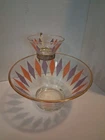 MCM Vintage Anchor Hocking With Holder, Chip and Dip Bowl Set RARE  Harlequin
