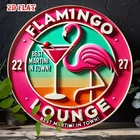 Flamingo Tin Sign Unbranded Vintage Aluminum Round 8 Inch Cocktail Decor