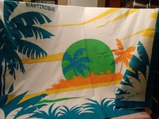 Jacques Rollet Martinique Island Scarf Wrap Sarong 47x60 Palm Trees Sunset