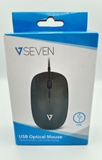 Seven USB Optical Mouse Wired MU200 Rating 5VDC-35mA Black Low Profile Open Box
