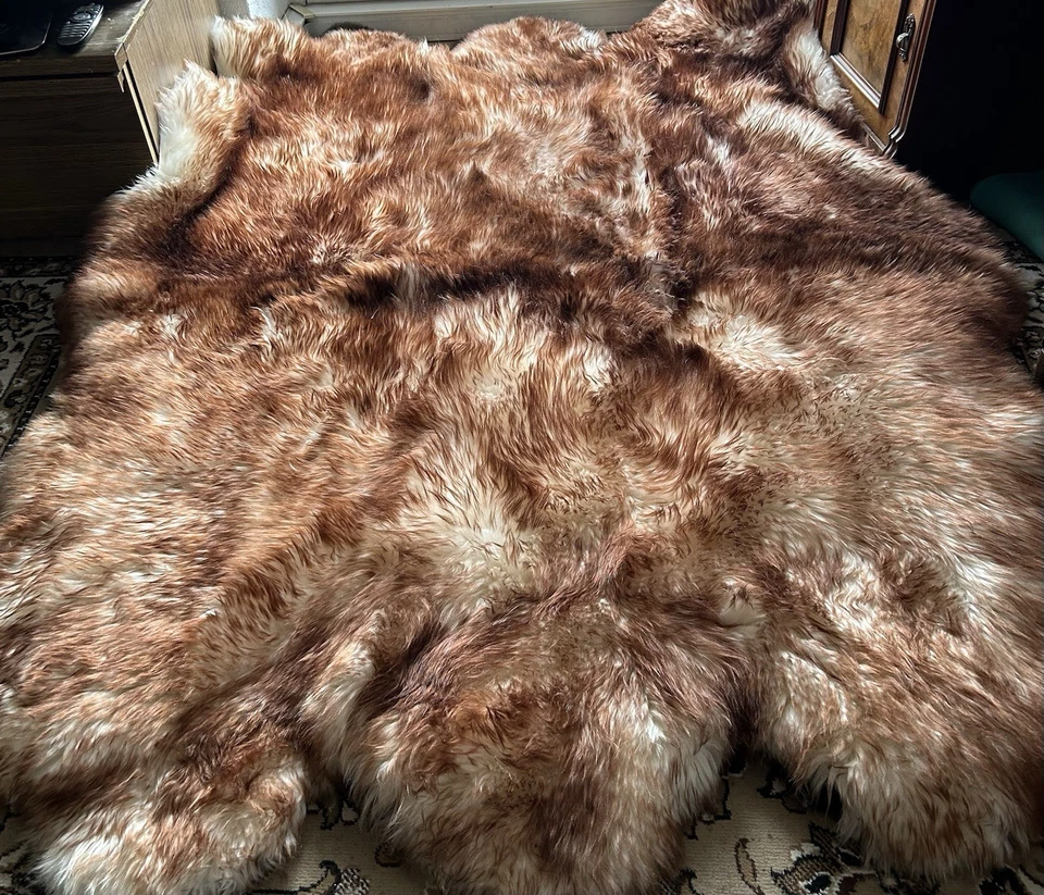 Schlaffell Fellteppich Schaffelldecke Bett Lammfell 6 er Kaminfell 200 X 155 cm - Bild 4 von 4
