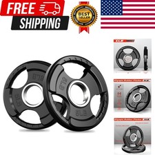 Weight Plates for Barbell, 2-Inch Olympic Rubber Grip Plates for Weightliftin...