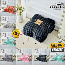 BUBBLE JACQUARD THROW Warm & Cosy Extra Large Sherpa Fleece Blanket for Sofa Bed
