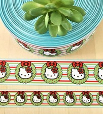 7/8  1.5" 1 YD Hello Kitty Christmas Ribbon Christmas Wreath Anime