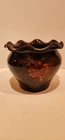 Brown gloss glaze art pottery jardiniere planter floral pattern Unmarked