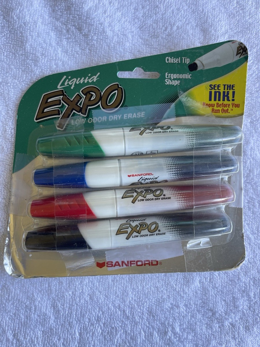 Sanford Liquid EXPO Dry Erase Markers, 4 Color Set, Chisel Tip