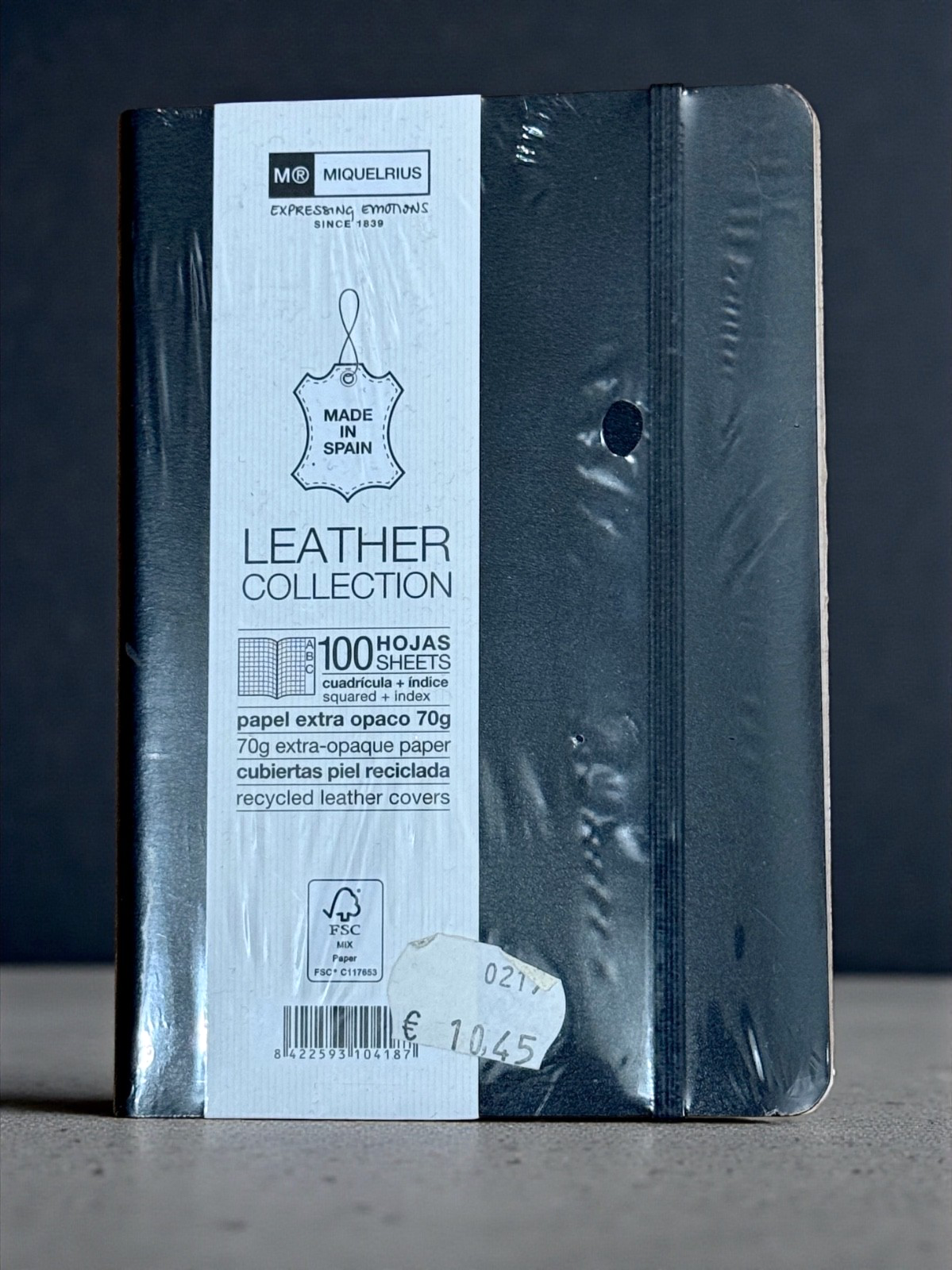 Miquelrius Leather Notebook 100 Extra-Opaque Sheets 70g Squared Paper & AZ Index