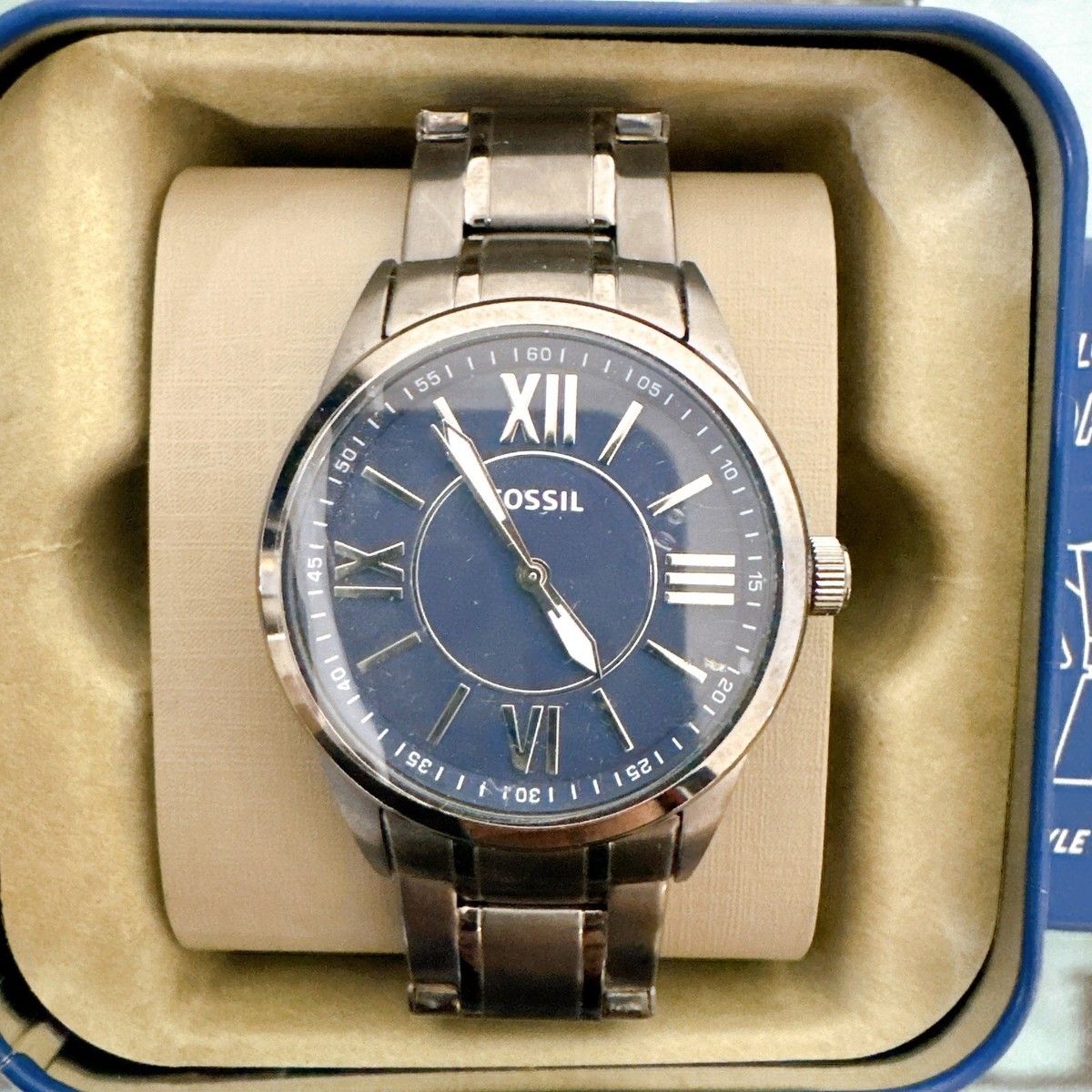 Fossil BQ1134 Classic Black Stainless Steel Mens Watch.Blue face Fossil Men main image 3