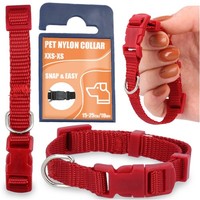 Hundehalsband Hund Katze Klein Welpe Nylon Einstellbare Sicherheit 15-25Cm Rot