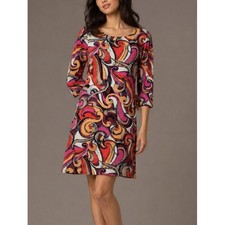 Anthropologie Maeve Flavia Swirl Print Shift Dress 3/4 SIeeve Mini Size Small8