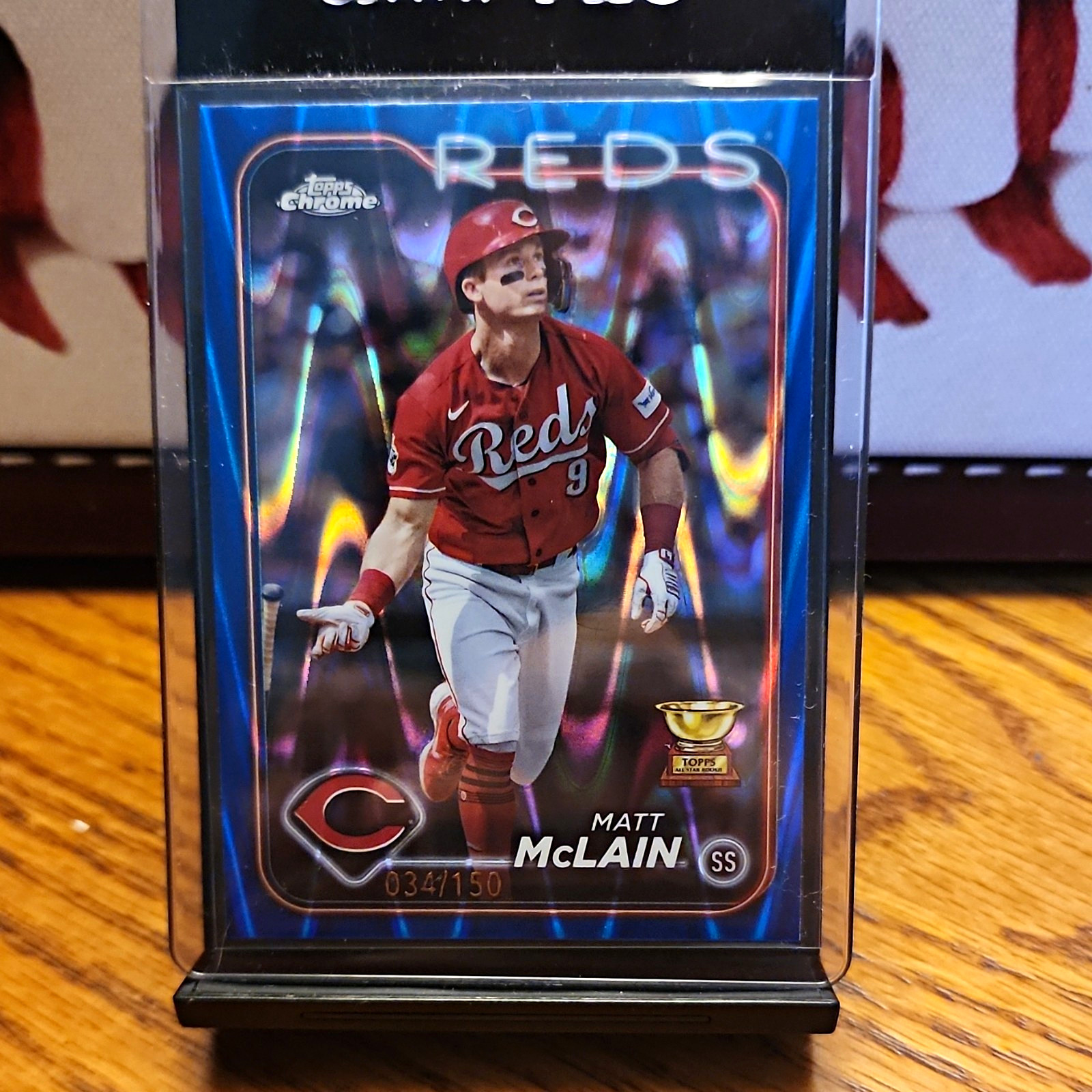 Topps 034/150 2024 Topps Chrome Matt McLain #48 Blue Refractor Reds
