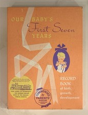 Vintage Yellow Our Baby's First Seven Years Baby Book - Unused in original box