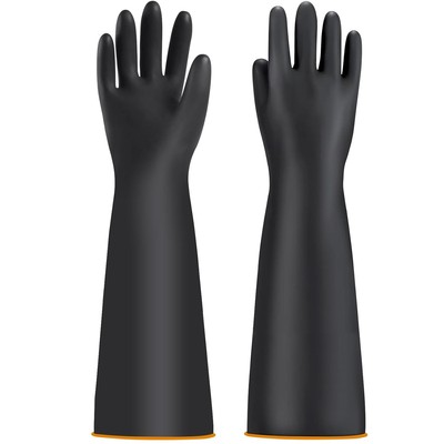 Handschuhe Säurefest Lang, Chemikalien Schutz Handschuhe Säure 55cm-Schwarz