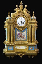 Large Napoleon III  Ormolu & Sevres Porcelain Mantel Clock Etienne Lenoir 55cm