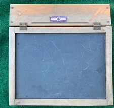 Vintage State Approved Wooden Slate Chalkboard w/ Sliding Pegboard Storage USA