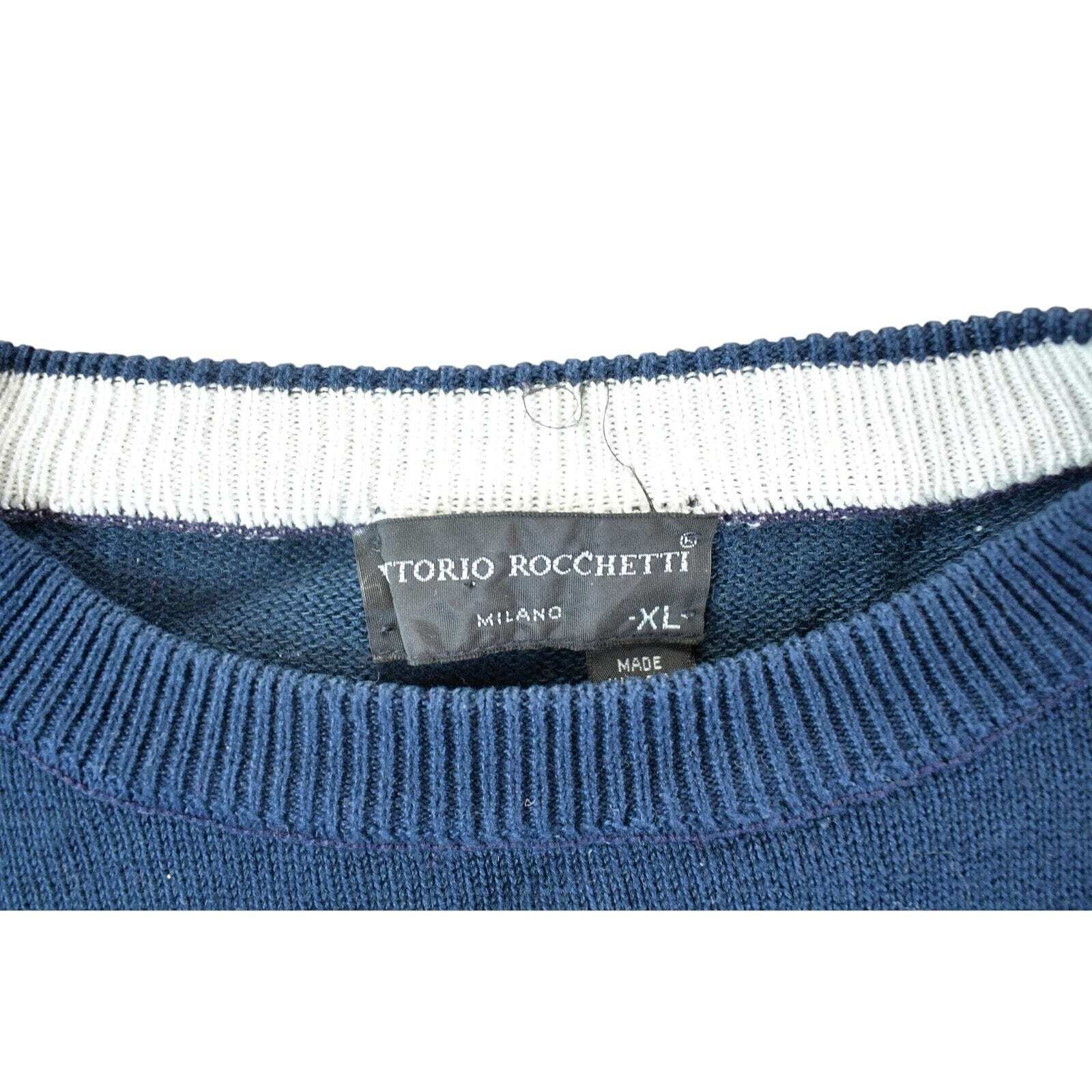 Vintage 1990s Vintorio Rochetti Knit Abstract Pattern Crewneck Sweater Mens XL image 5