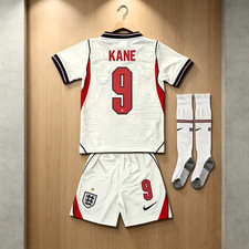 England Kids Home Football Kit Set Shirt Shorts Socks Kane #9 Bellingham #10