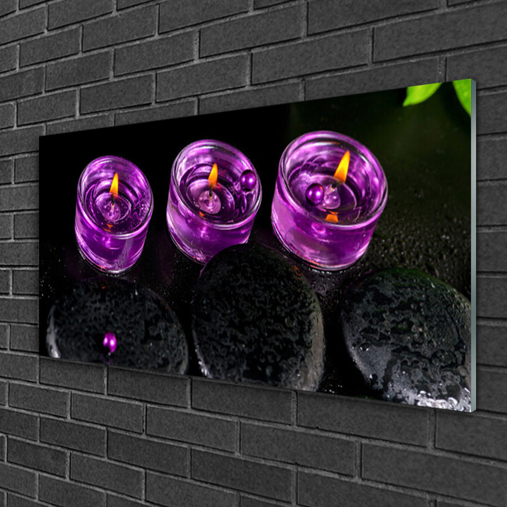 Tableau sur verre zen bougies et pierres 100x50 pour une ambiance détente