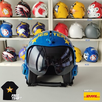 Top Gun Jester HGU-33 Flight Helmet Movie Prop Pilot Aviator USN Navy +T-Shirt