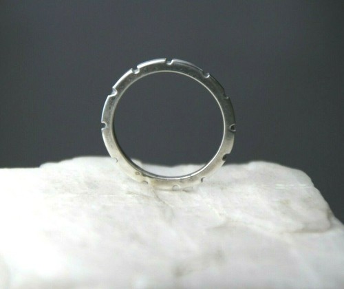 Anello in argento sterling .925 massiccio intagliato fascia ingranaggi misura 8,5 uomo donna unisex - Foto 3 di 6