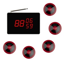 SINGCALL Wireless Calling System 1 Small Receiver, 5 Buttons for Cafe, Bar
