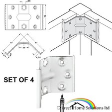 Set of 4 Large Steel Corner Brackets Furniture Table Chair Leg Brace Height 70mm
