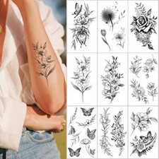 Temporary Tattoo Stickers Waterproof Butterfly Flowers Arm Body Art Fake Tattoo
