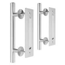 2 Pcs 12 Inch Pull and Flush Barn Door Handle Set for Gates Garages Sheds