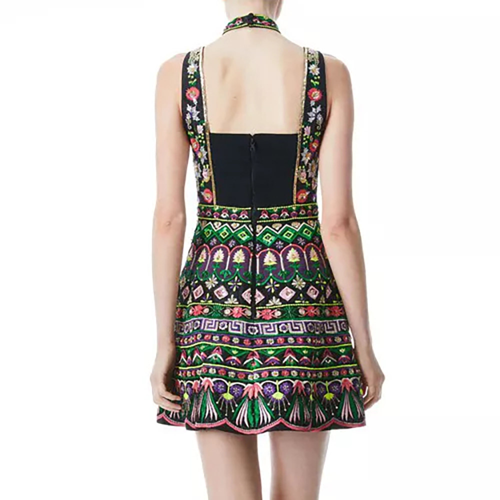 Alice + Olivia Tricia Embellished Mini Gown Dress Floral