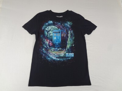 DR. WHO & THE DALEKS TARDIS IN THE WOODS AT NIGHT BLACK MEDIUM T-SHIRT H1861