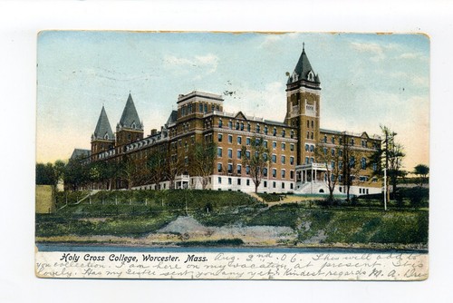 Worcester MA lotto di 4 cartoline, Holy Cross College, edifici, vedute campus - Foto 3 di 4