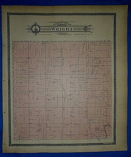 Vintage 1902 Plat Map ~ WRIGHT Twp. POTTAWATTAMIE Co. IOWA ~ Ancestry Genealogy