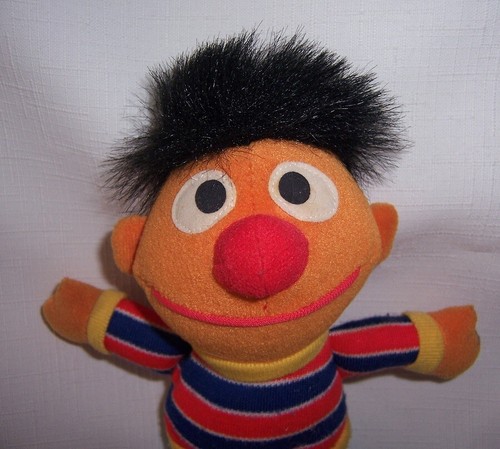 Sesame Street Ernie 8" Soft Plush with Beans in his Tummy Collectible by Tyco. - Picture 2 of 9