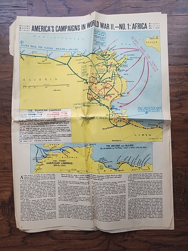 1945 Chicago Sunday Tribune Newspaper  World War II African Theater OCTOBER 7