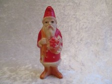 Antique Viscoloid Celluloid Santa Claus with Fruit Basket and Doll