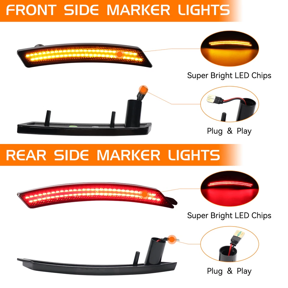 Luci di posizione laterali anteriori posteriori a LED per Mini Cooper R55 R56 R57 R58 R60 - Immagine 3 di 4