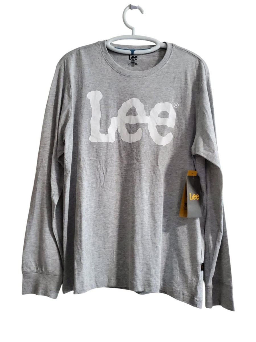 ◆LEE◆ Big Logo Man to Man Oatmeal Lee Men's Size Large Long Sleeve, T-shirt, Sterling Grey