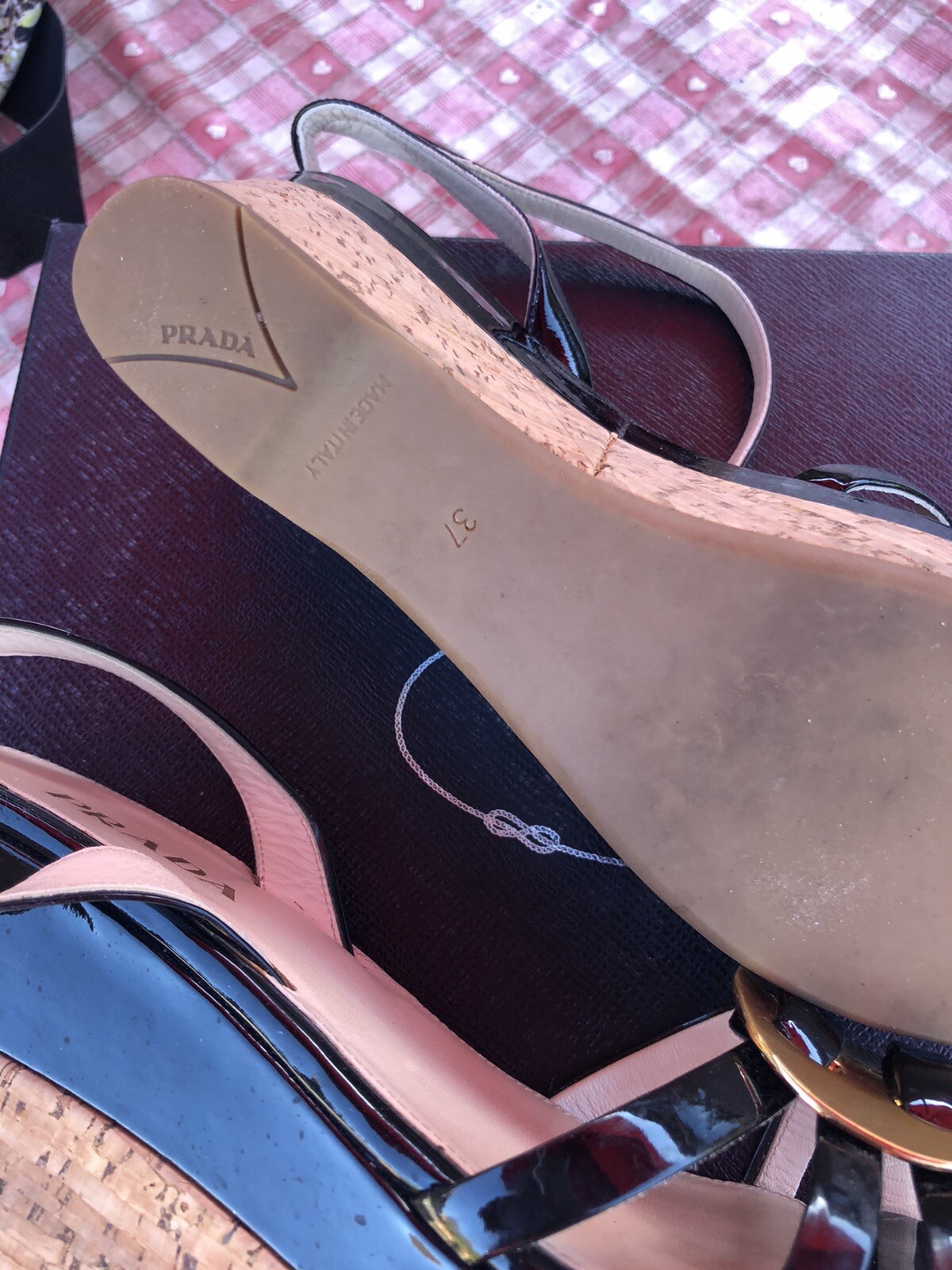 Prada Platform Black Patent Leather Sandals In Size 4 Uk £425 image 6