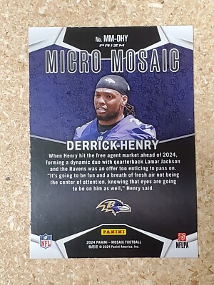 Derrick Henry 2024 Panini Mosaic SSP Micro Mosaic #MM-DHY Ravens