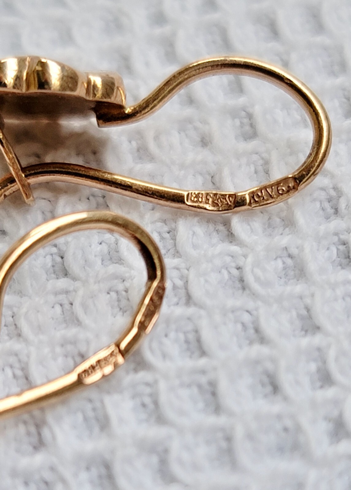 Russian Soviet solid Rose Gold Earrings Shamrock … - image 3