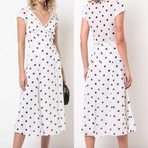 Neu ohne Etikett Reformation Polka Blogger Lieblings gepunktetes Halstuchkleid Medium - Bild 2 von 15