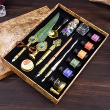 1pcs Vintage Gem Quill Pen Set - Calligraphy Painting Pen Glass Dip Pen