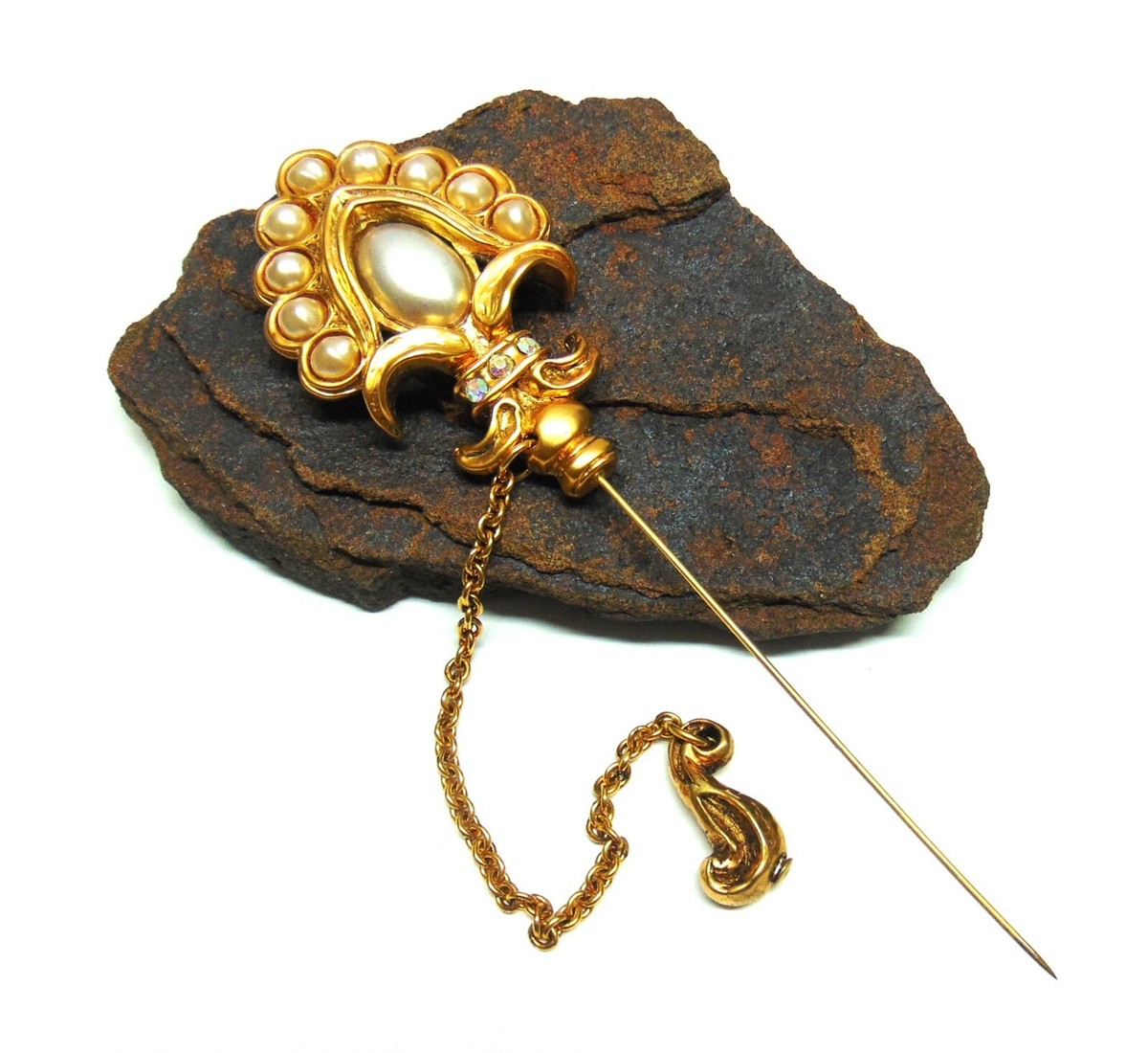 Claire Deve Pin Brooch Paris Runway Couture Baroque Rhinestone 
