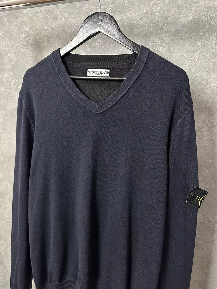 Louis Vuitton Men's Navy Cotton Patch Sweater with Tipping