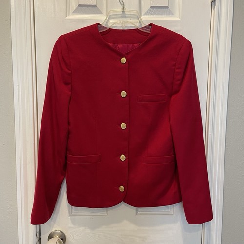 Vintage Jos A Bank Wool Sport Coat Suit Jacket Red Gold Hardware 80s Sz 10