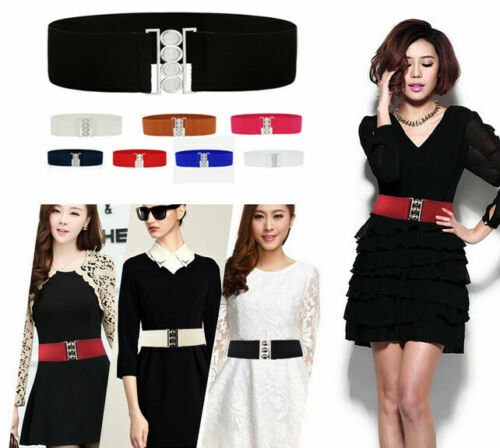 Women Ladies Wide Fashion Belt Women Black Cinch Waist Belt Elastic Stretch Gift - Picture 5 of 40