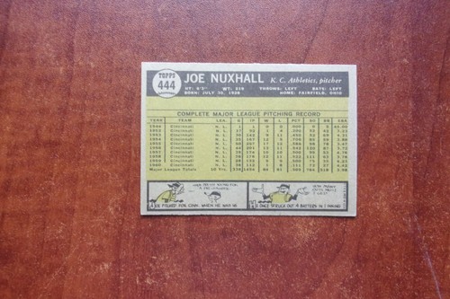 1961 Topps # 444..Joe Nuxhall...KC Athletics.......( 924 ) - Picture 2 of 2