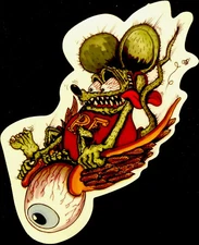 RAT FINK STICKER “FLYING EYEBALL” 2”x 3 3/4”UV GLOSSY