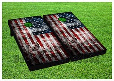 American Flag USA CORNHOLE BEANBAG TOSS GAME w Bags Game Boards Vintage Set 989