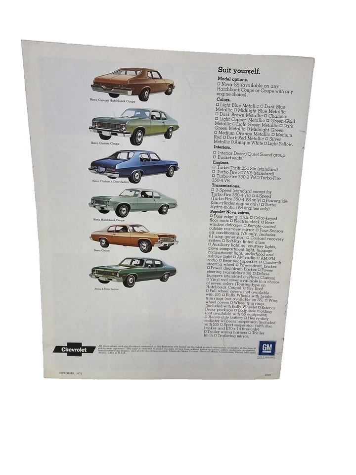 Chevrolet Nova 1973 folletos de ventas Foto 2 de 2